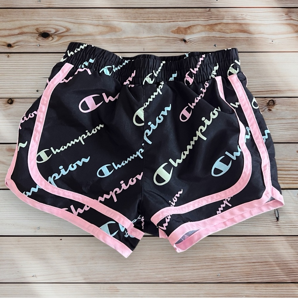 Girls Champion Shorts size 5 Black pink blue